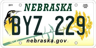 NE license plate BYZ229