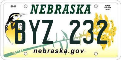 NE license plate BYZ232