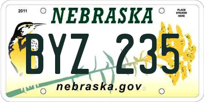 NE license plate BYZ235