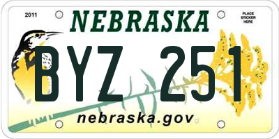 NE license plate BYZ251