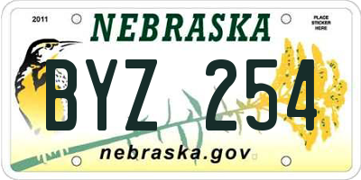 NE license plate BYZ254