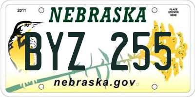NE license plate BYZ255