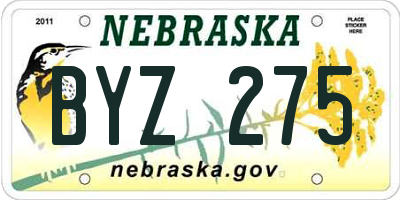 NE license plate BYZ275