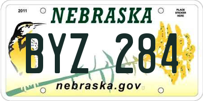 NE license plate BYZ284