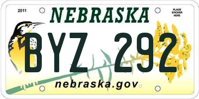 NE license plate BYZ292