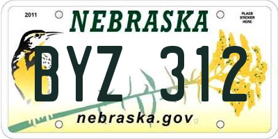 NE license plate BYZ312