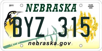 NE license plate BYZ315