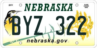 NE license plate BYZ322