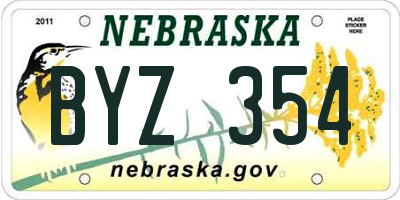 NE license plate BYZ354