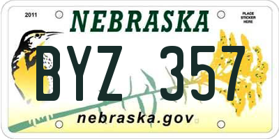 NE license plate BYZ357