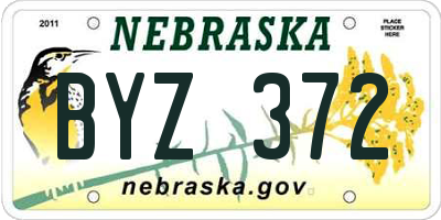 NE license plate BYZ372