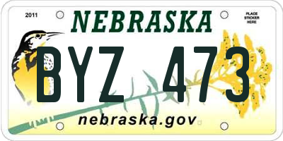 NE license plate BYZ473