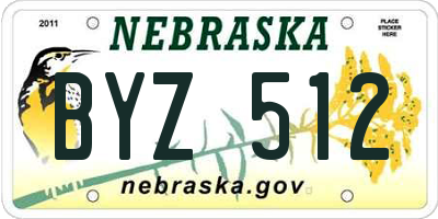 NE license plate BYZ512