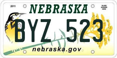 NE license plate BYZ523