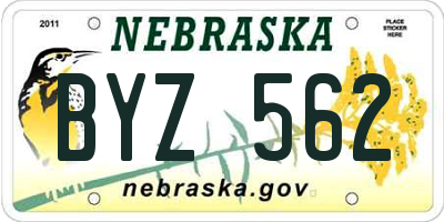 NE license plate BYZ562