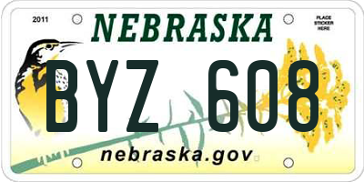 NE license plate BYZ608