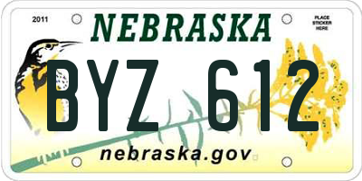 NE license plate BYZ612