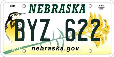 NE license plate BYZ622