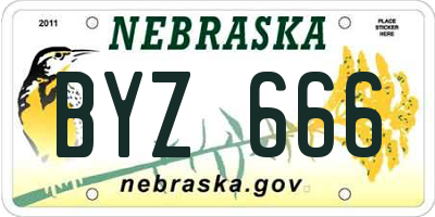 NE license plate BYZ666