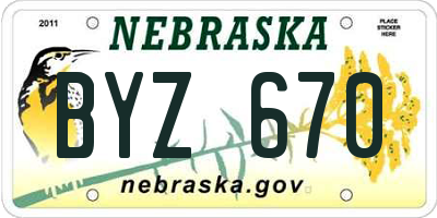 NE license plate BYZ670