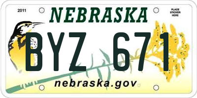 NE license plate BYZ671