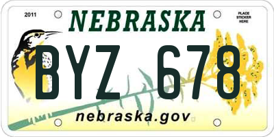 NE license plate BYZ678