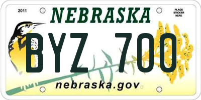NE license plate BYZ700