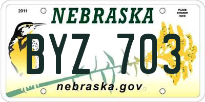 NE license plate BYZ703