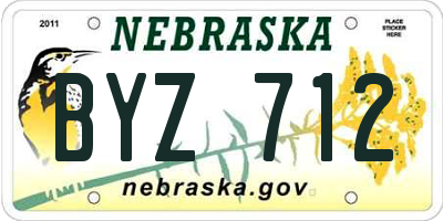 NE license plate BYZ712