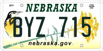 NE license plate BYZ715