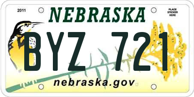NE license plate BYZ721