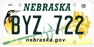 NE license plate BYZ722