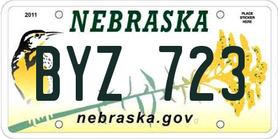 NE license plate BYZ723