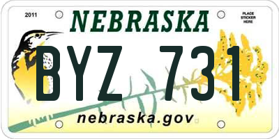 NE license plate BYZ731
