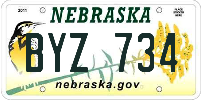 NE license plate BYZ734