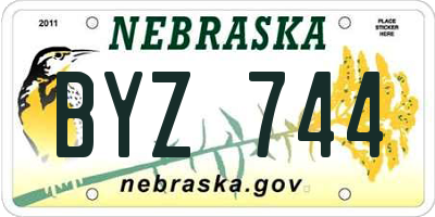 NE license plate BYZ744