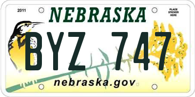 NE license plate BYZ747