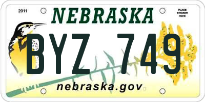 NE license plate BYZ749