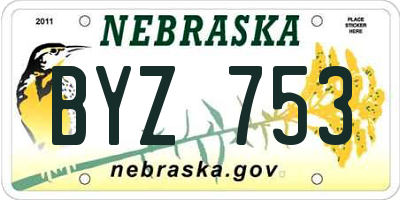 NE license plate BYZ753