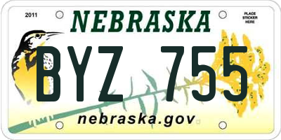 NE license plate BYZ755
