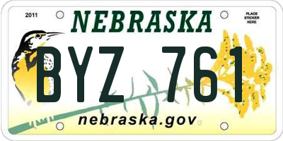 NE license plate BYZ761