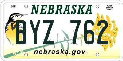 NE license plate BYZ762
