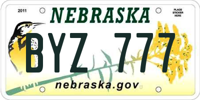 NE license plate BYZ777