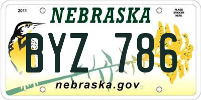 NE license plate BYZ786