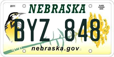 NE license plate BYZ848