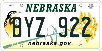 NE license plate BYZ922