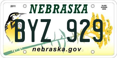NE license plate BYZ929