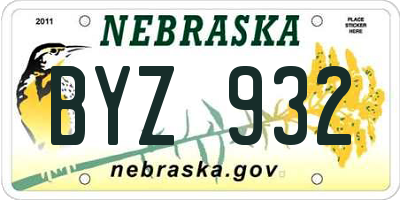 NE license plate BYZ932