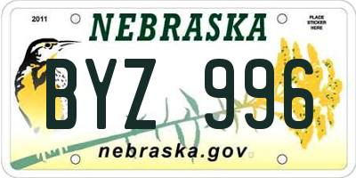 NE license plate BYZ996