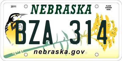 NE license plate BZA314
